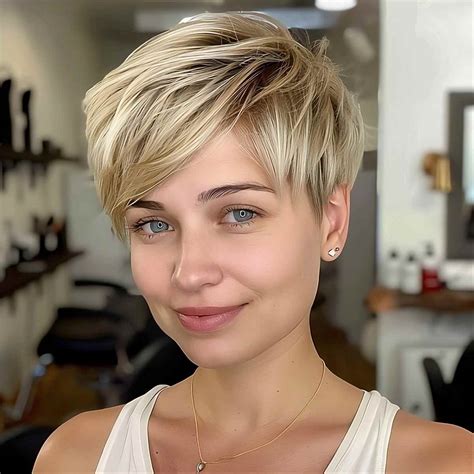 dirty blonde pixie cut|More.